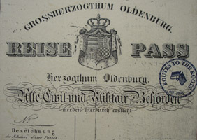 Ein historischer Reisepass von Oldenburg
